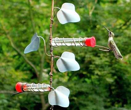 Copper 22" Ivy Leaf Plant Hanger & Hummer Feeder