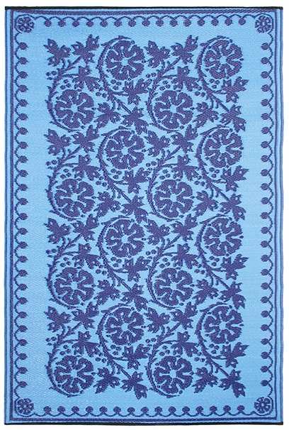 Cinquefoil Design Woven Floor Mat 4'x6' Navy