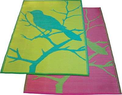 4x6' Bird Design Woven Indoor-Outdoor Floor Mats