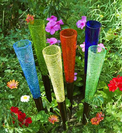 Crackle Glass Sparkle Cones Set of 6