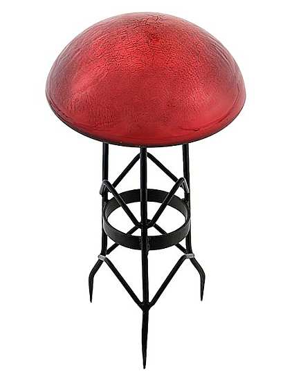 Achla Crackle Glass Toadstool Red