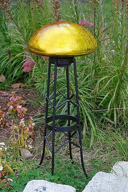 Achla Crackle Glass Toadstool Yellow