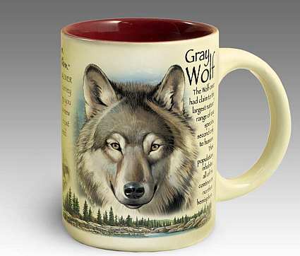 Gray Wolf 16oz Stoneware Coffee Mug Set of 2