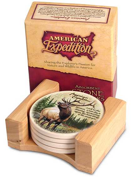 American Elk Absorbent Stone Coasters Set of 4