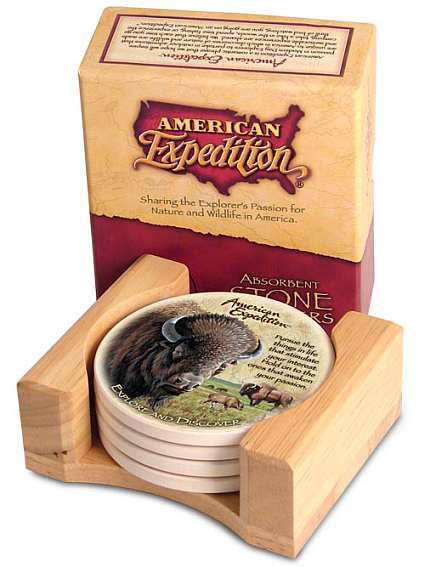 American Bison Absorbent Stone Coasters Set of 4