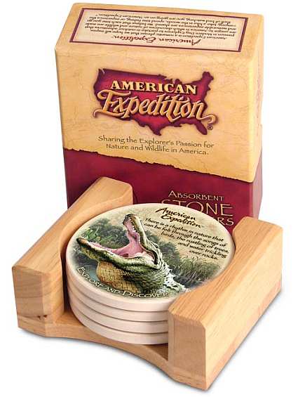 Alligator Absorbent Stone Coasters Set of 4