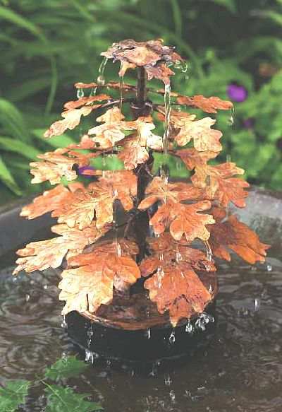 Copper Oak Leaf Birdbath Fountain Dripper