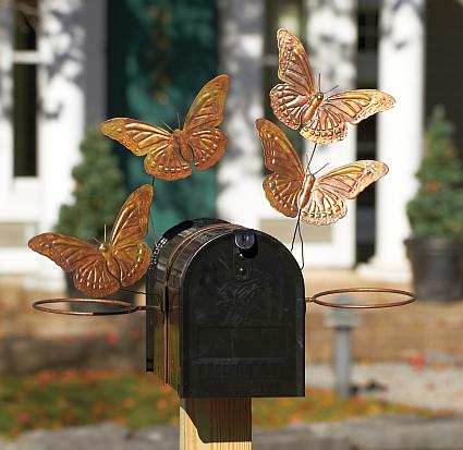 Flamed Copper Butterfly Mailbox Pot Holder