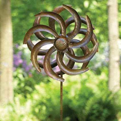 Camelia Wind Spinner Flamed Copper with Stake