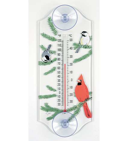 Cardinal/Chickadee Window Thermometer