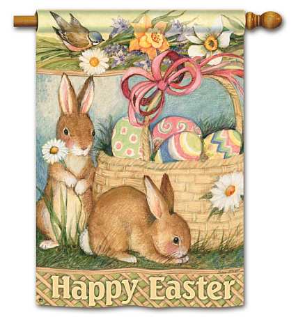 Breeze Art Basket Bunnies Accent Flag