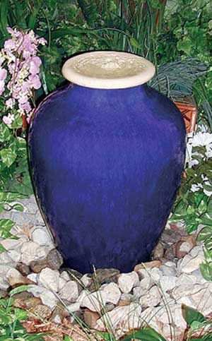 Blue Ceramic Watering Vase Flowerbed Fountain