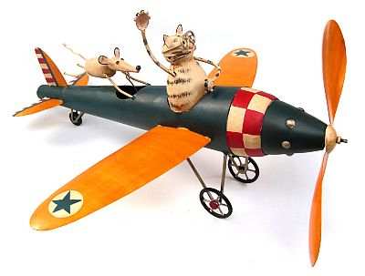 Cat Aviator Whirligig w/Pole