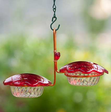 Copper Hummingbird Feeder Double Cup