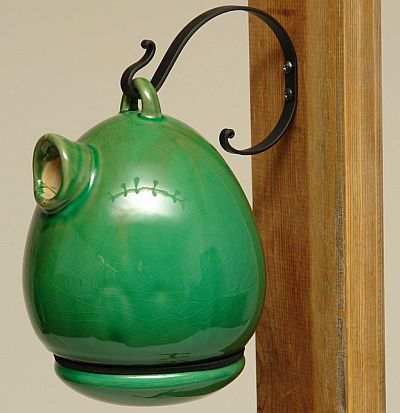 Alcyon Porcelain Egg Bird Home Green Leaf