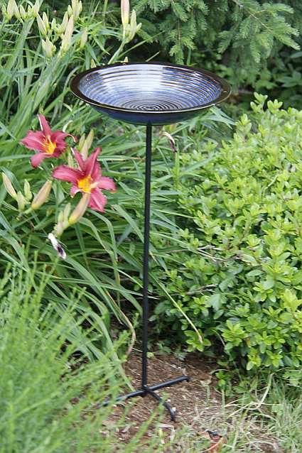 alcyon circles glazed stoneware staked bird bath durable alcyon circles glazed stoneware staked bird bath durable