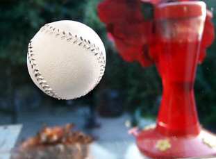 Baseball Fly Through Window Magnet