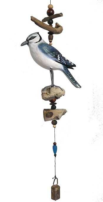 Blue Jay Cohasset Carved Bird Bell