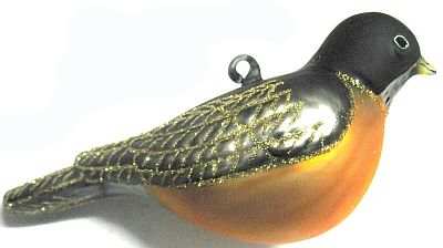 Blown Glass Bird Ornament American Robin