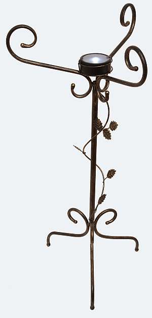 Tall Solar Bird Bath Stand w/Leaf Motif