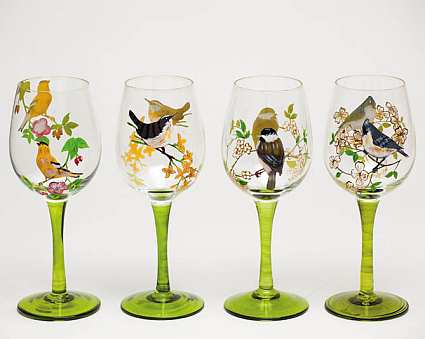 Aero Postale Handpainted Wine Glasses Set of 4