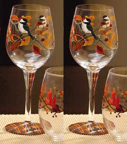 Autumn Inspirations Handpainted Wine Glasses 2/Pak