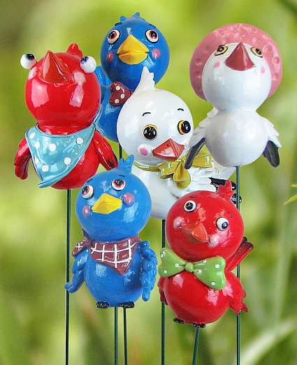 Country Birds Garden Stakes Set of 6