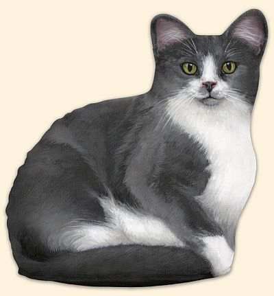 Grey & White Cat Doorstop