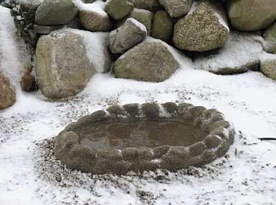 Four Seasons Ground Heated Birdbath Tan