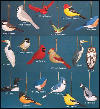 Fisher Wildlife "Life-Like" Bird Ornaments