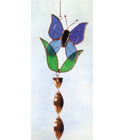 Stained Glass Twister Blue Butterfly