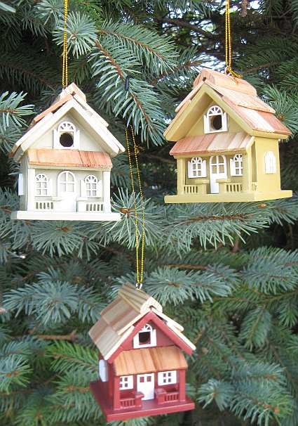Classic Cottage Birdhouse Ornament Set of 3