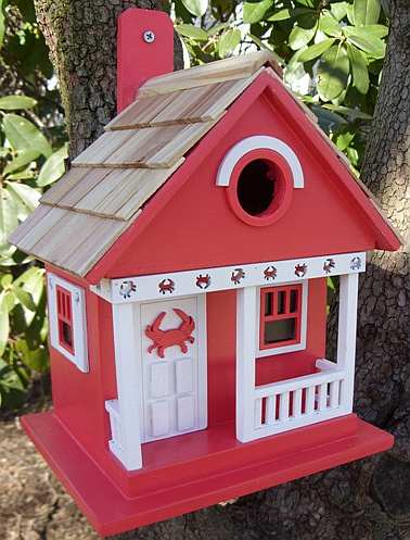Beachcomber Crab Cottage Birdhouse Red