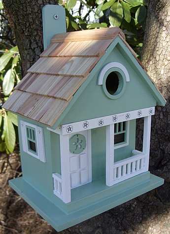 Beachcomber Sand Dollar Cottage Birdhouse Teal