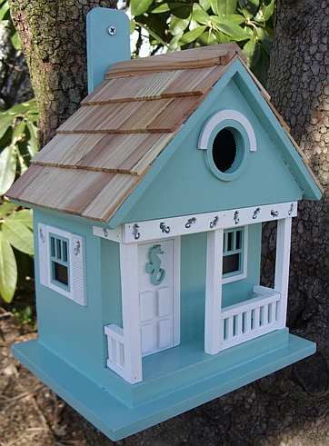 Beachcomber Sea Horse Cottage Birdhouse Aqua
