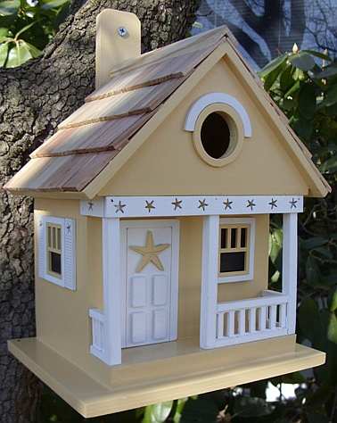 Beachcomber Starfish Cottage Birdhouse Beige