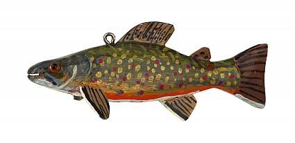 Folk Art Fish Miniature Brook Trout Sculpture