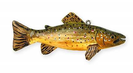 Folk Art Fish Miniature Brown Trout Sculpture