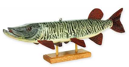 Folk Art Fish Go Tiger Muskie Sculpture