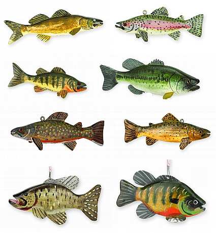 Folk Art Freshwater Fish Miniatures Set of 8