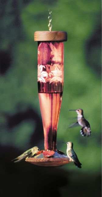Paradise Tri-Etched Ruby Hummingbird Lantern