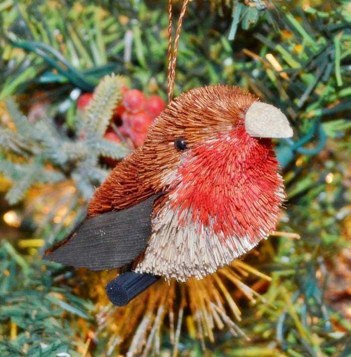 Brushart Bristle Brush Bird Ornament Robin