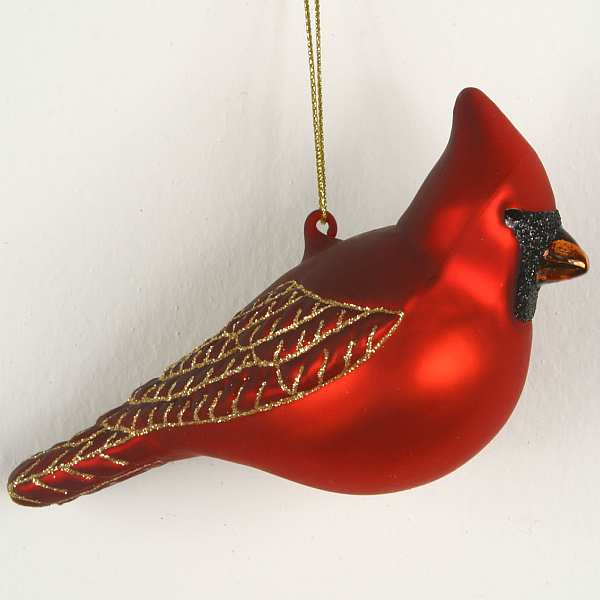 Blown Glass Bird Ornament Cardinal Male