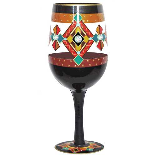 Bottom's Up Wine Glass Black Southwest