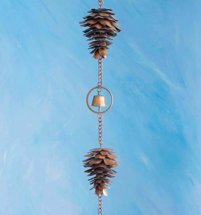 Flamed Copper Pine Cone Hanging Ornament Chain