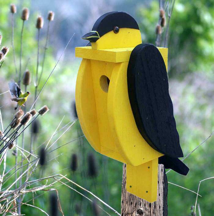 Amish Handcrafted Shaped Birdhouse Goldfinch