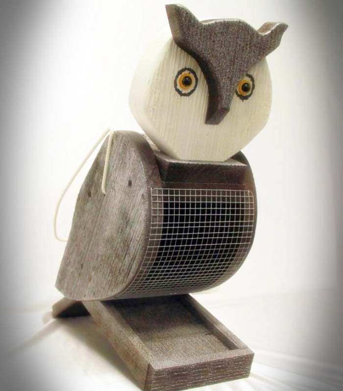 Amish Handcrafted Shaped Bird Feeder Owl