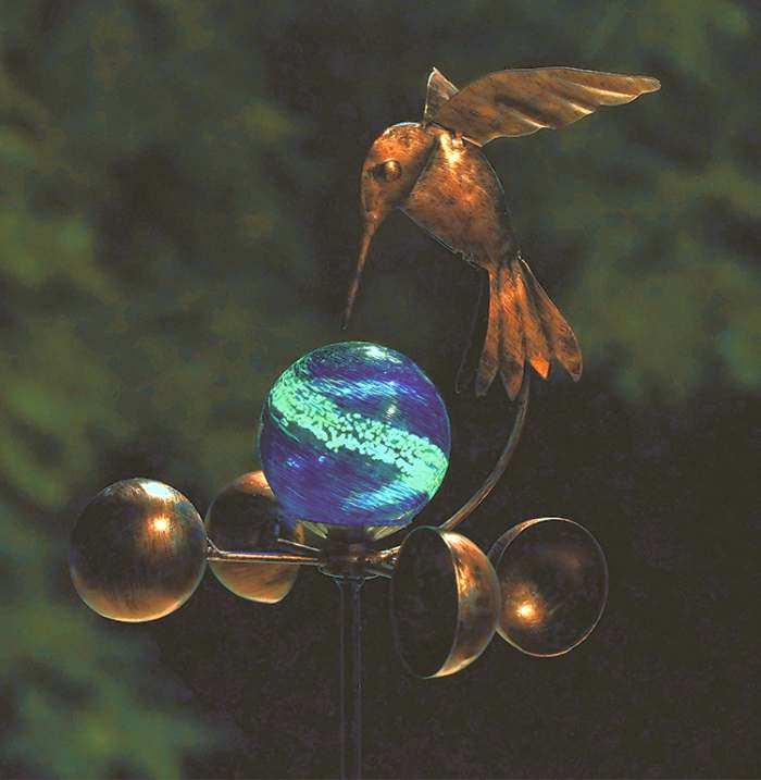 Illuminarie Hummingbird Anemometer Garden Stake