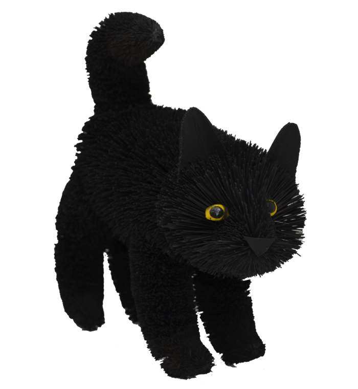 Brushart Bristle Brush Animal Black Cat Stand 12