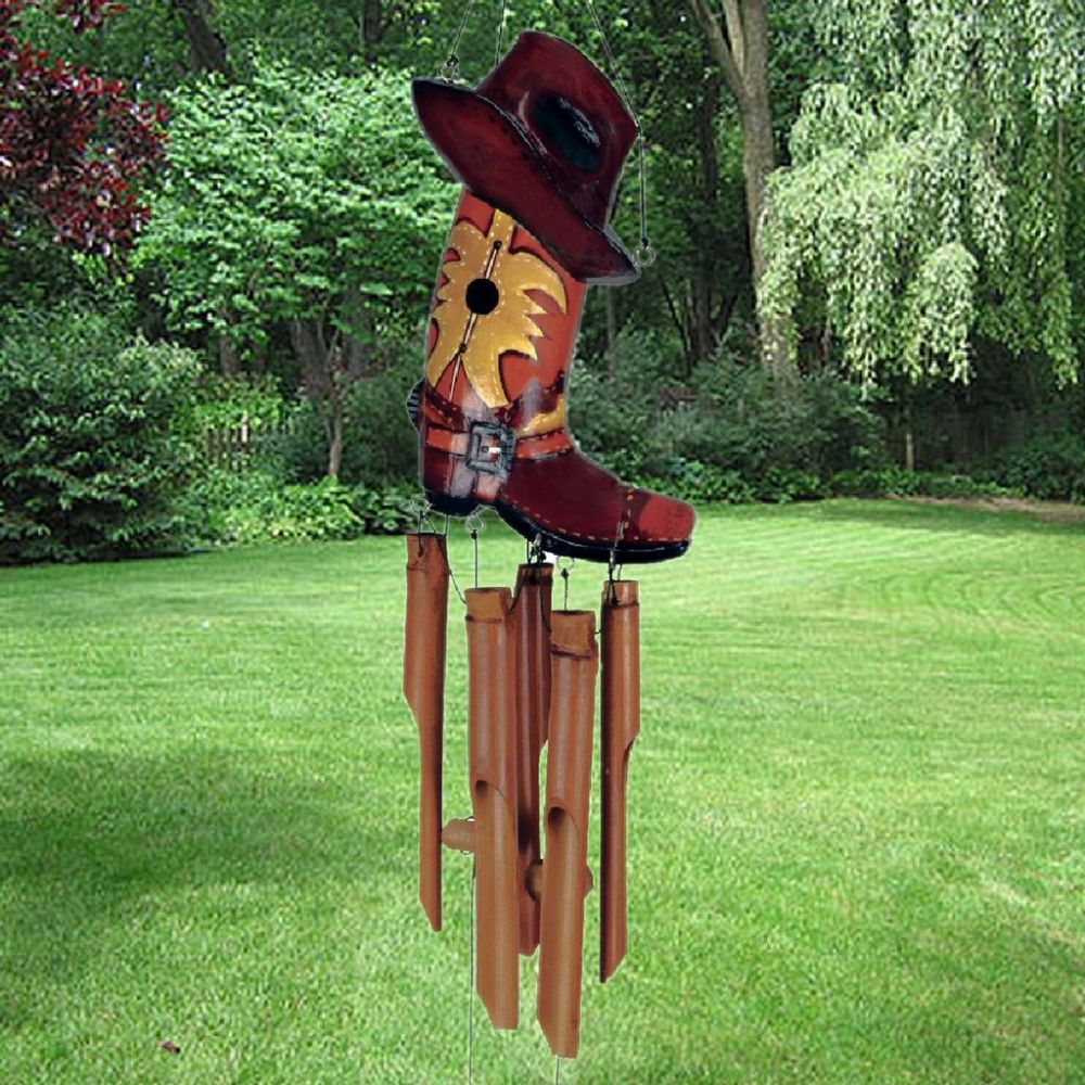 For The Birds Cowboy Hat & Boot Bamboo Windchime